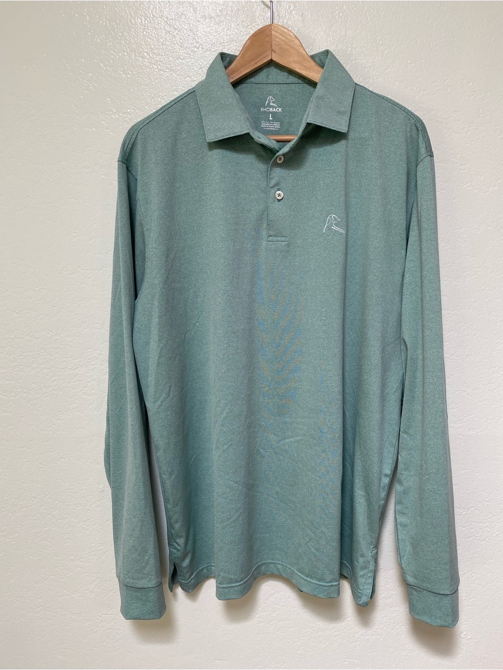 Rhoback Grey Long Sleeve Polo Shirt Mens Large